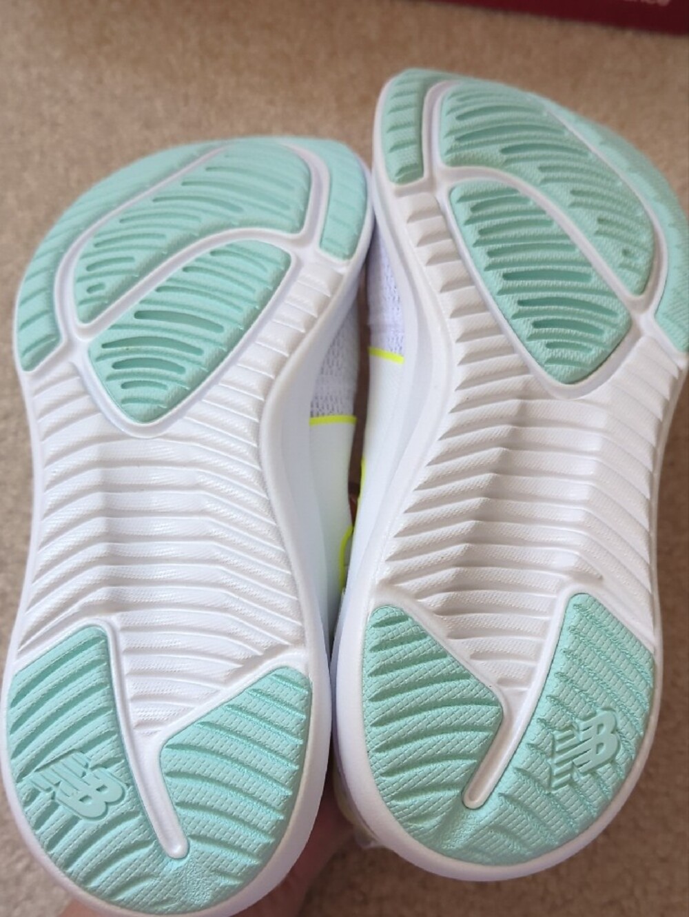 New Balance Women's White Athletic Sneakers with Blue & Yellow - Picture 3 of 11